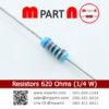 Resistors 620 Ohms (1/4 W)
