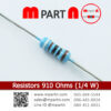 Resistors 910 Ohms (1/4 W)