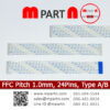 FFC Pitch 1.0mm, 24Pins, Type A/B