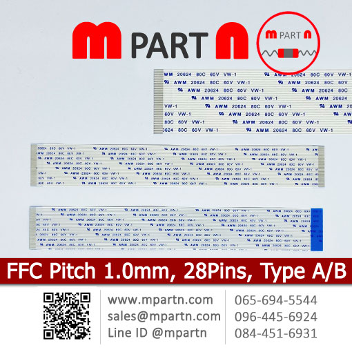 FFC Pitch 1.0mm, 28Pins, Type A-B_1 FFC Pitch 1.0mm, 28Pins, Type A-B