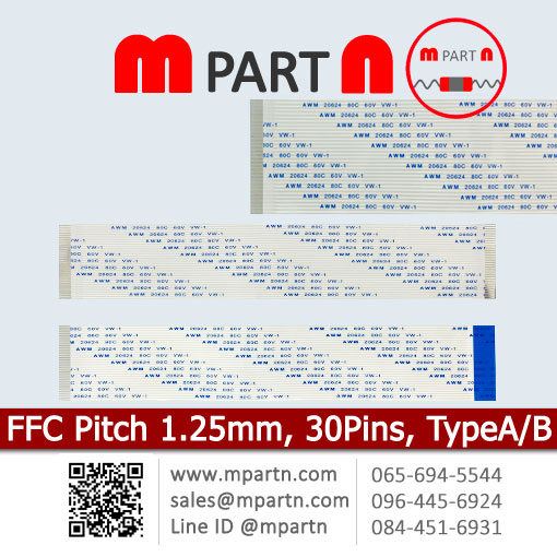 FFC Pitch 1.25mm, 30Pins, Type A-B FFC Pitch 1.25mm, 30Pins, Type A-B